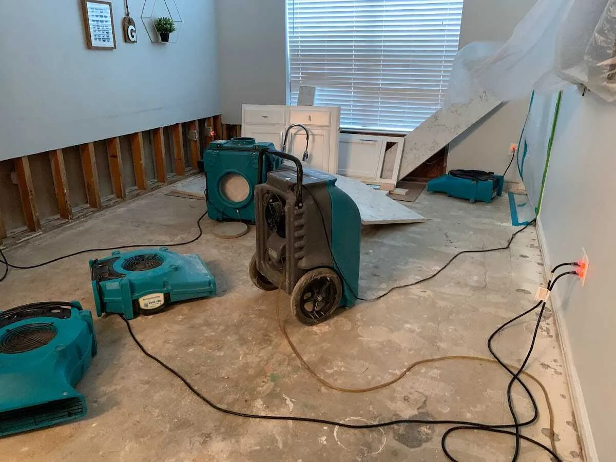 Dehumidifier in flood-cut room for Water Damage Restoration in Chesterton